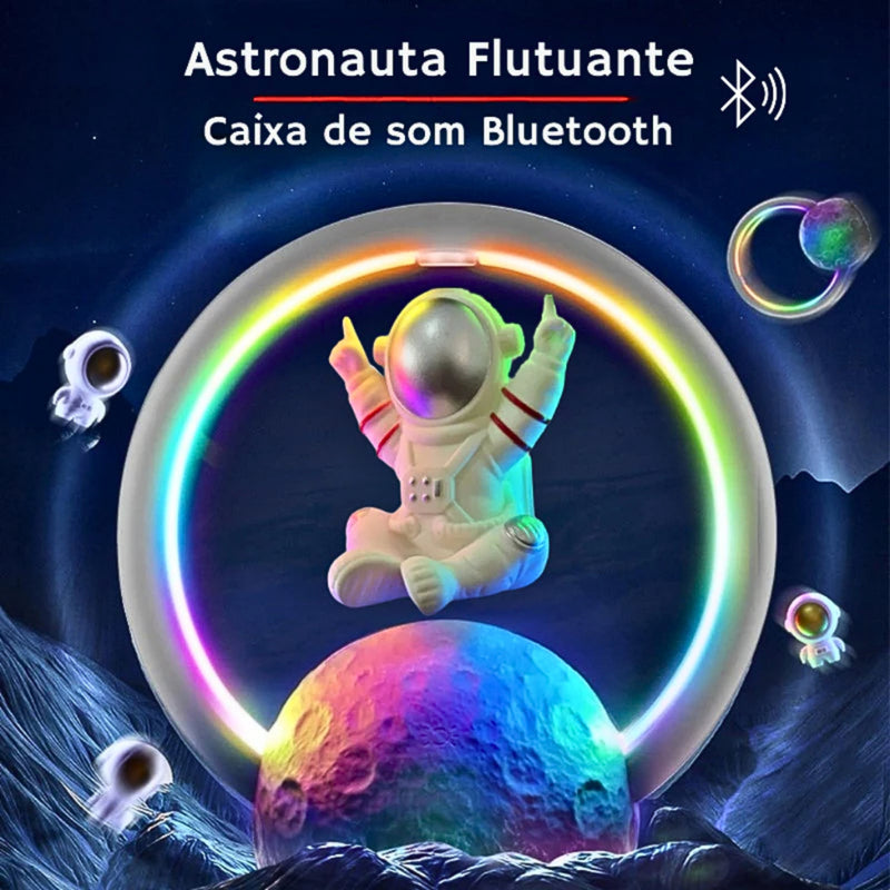 Caixa De Som Alto-Falante Portátil Rgb Astronauta Suspenso Levitação Magnética Caixinha Bluetooth