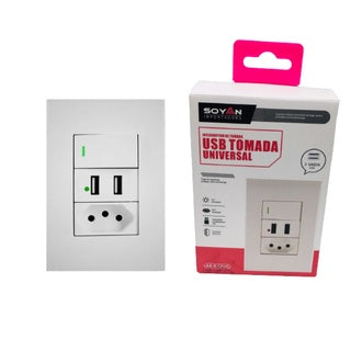 Tomada Com Interruptor 2 Entradas Usb 10a Led Fest Charge Soyan